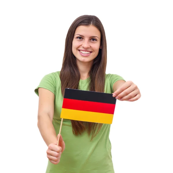 Duitse vlag vrouwelijke Hold — Stockfoto