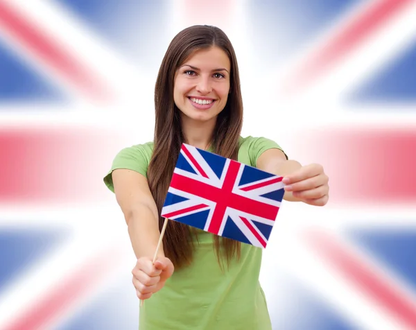 Student Female With British Flag — Stock Photo, Image