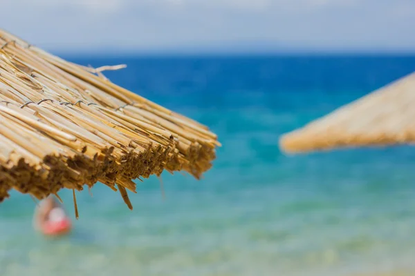 Estate Viaggi Destinazione Spiaggia Ombrellone — Foto Stock