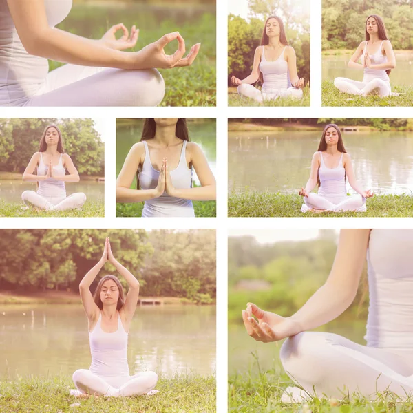 Kobieta jogi medytacji, relaksu zdrowego stylu życia — Zdjęcie stockowe