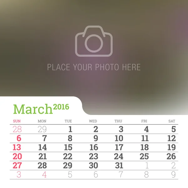 Calendario cuadrícula — Vector de stock