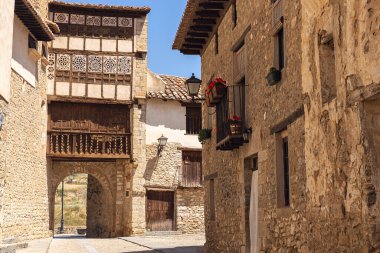 Beautiful Street in the Medieval Village of Mirambel, Teruel, Aragon, Spain clipart