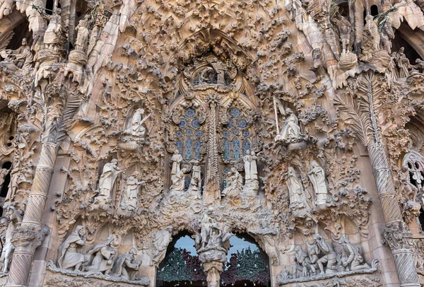 Kerststal Aan Sagrada Familia Door Antoni Gaudi Barcelona Catalonië — Stockfoto