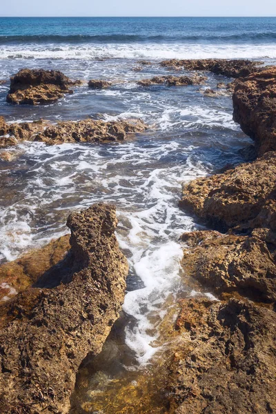 Detail Van Rocky Shore Ametlla Mar Catalonië — Stockfoto