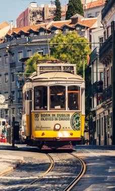 LISBON -AUGUST 7:  Famous old tram on August 7, 2015  in Lisbon, clipart