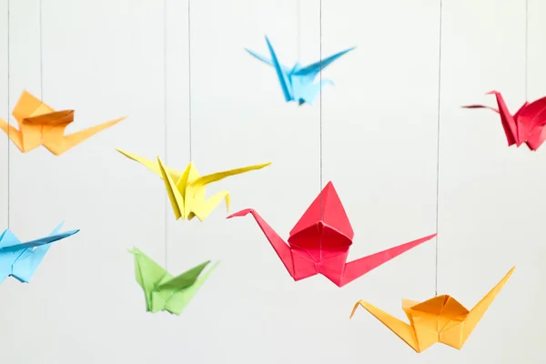 Pássaros origami coloridos — Fotografia de Stock