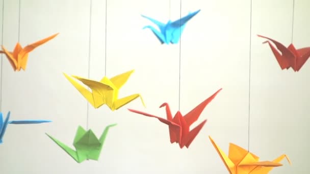 Искусство оригами кран оригами — стоковое видео