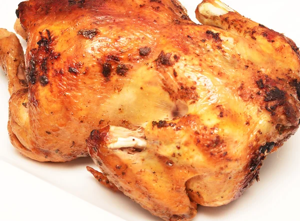 Roasted chicken on white — Stock Photo, Image