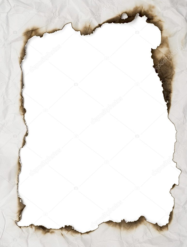 burnt paper on white