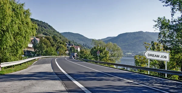 Segnale stradale per lavoro da sogno — Foto Stock