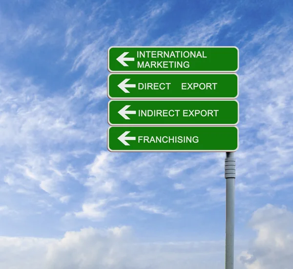 Verkeersbord voor internationale Marketing — Stockfoto