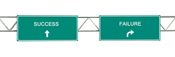 Panneaux routiers vers le succès et l'échec — Photo