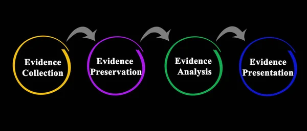 Cztery Elementy Przetwarzania Dowodów — Zdjęcie stockowe
