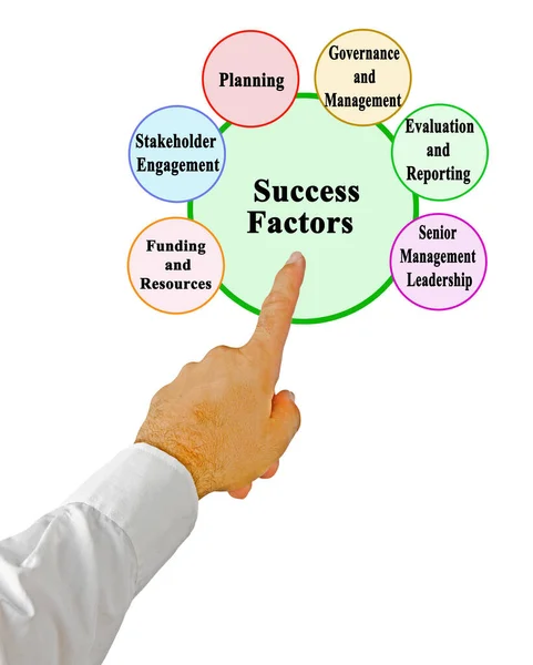 Man Presenting Six Success Factors — Stock Photo, Image