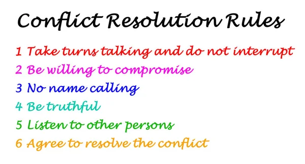 Seis Reglas Para Resolución Conflictos —  Fotos de Stock