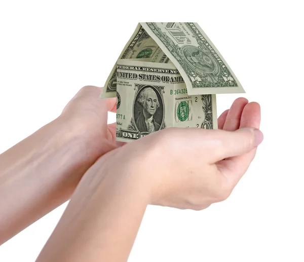 Money house in hands — Stock Photo, Image