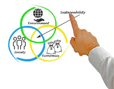 Presentation of diagram of sustainability clipart