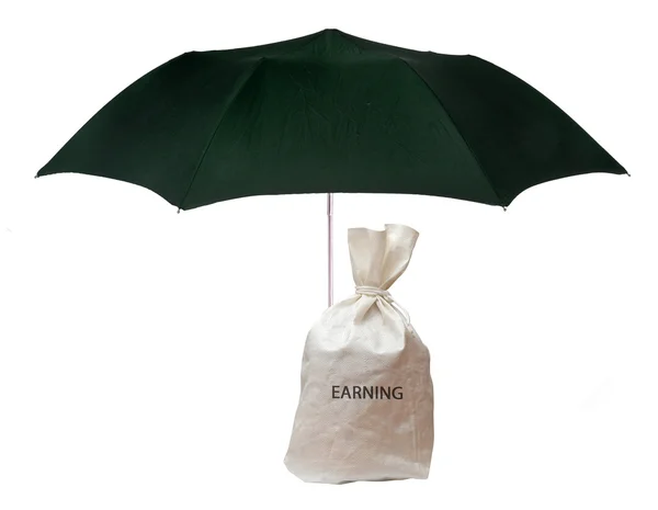 Umbrella protecting earning — Stock Photo, Image