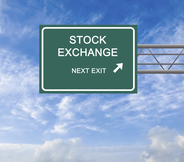 Road signs to stock exchange — Stock Photo, Image