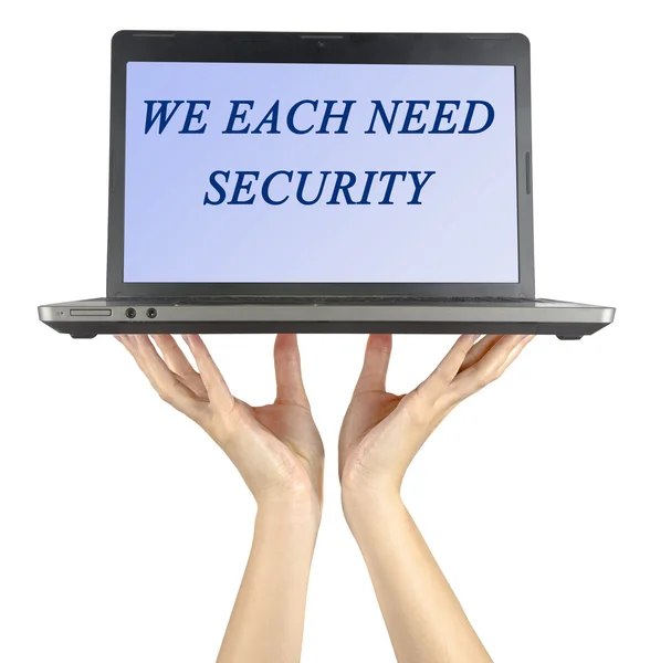 Notebook with text "We each need security" — Stock Photo, Image