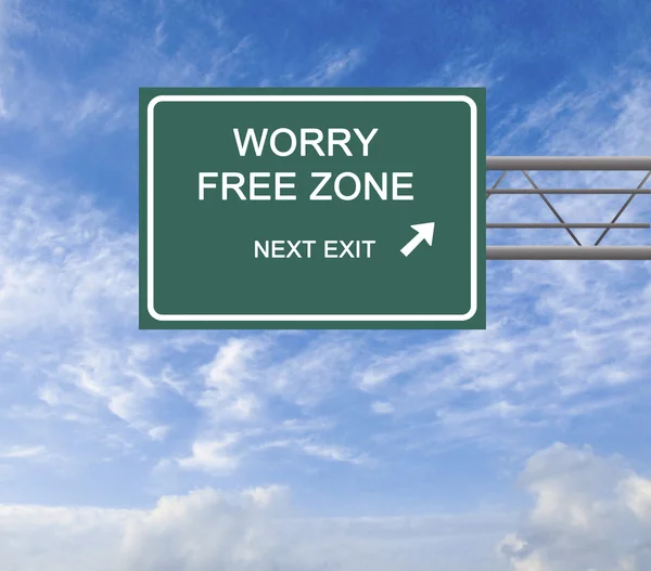 Road Sign to worry free zone — Stock Photo, Image