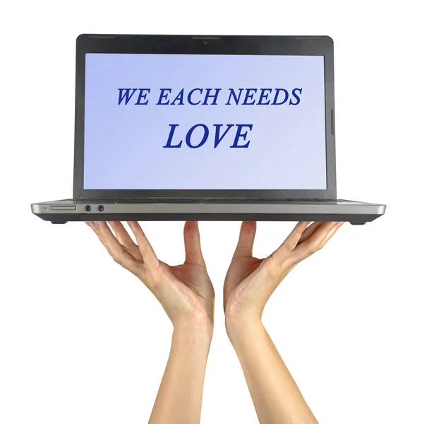 Laptop tonen We elk moet liefde — Stockfoto