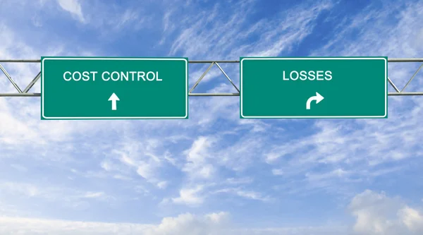 Road signs to cost control and losses — Stock Photo, Image