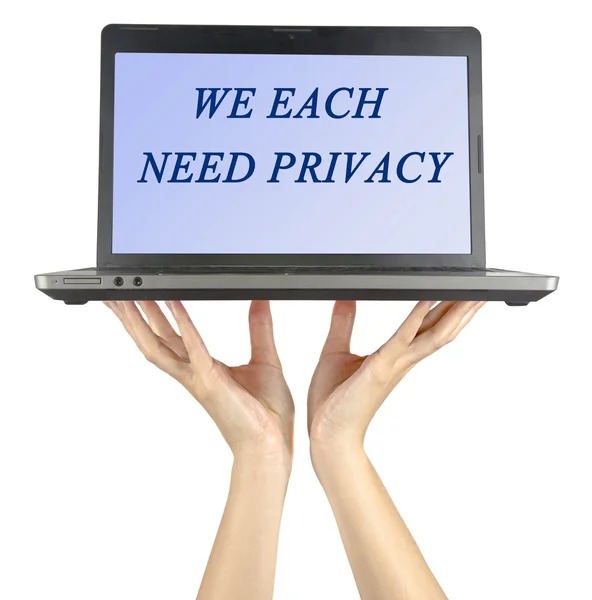 Notebook with text "we each need privacy" — Stock Photo, Image