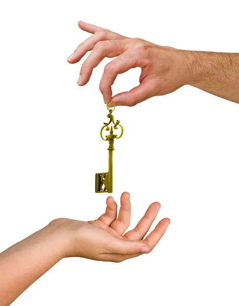 Man and woman with key — Stock Photo, Image