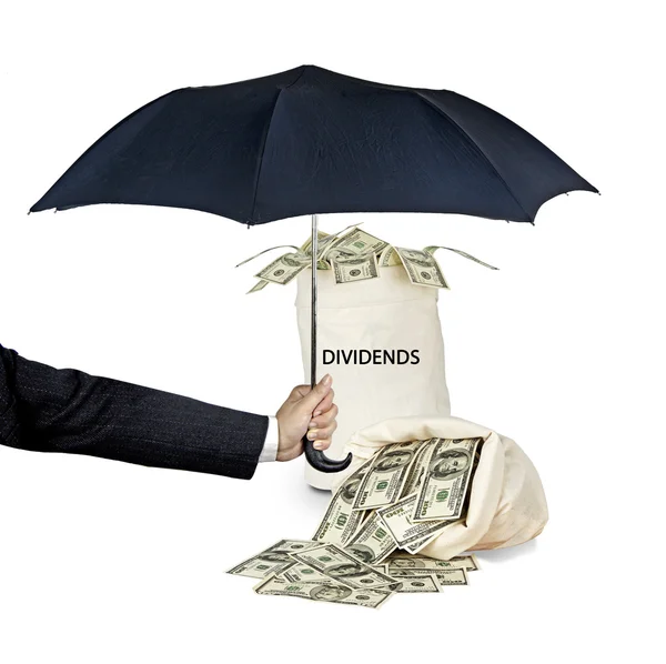 Geld tas met dividenden — Stockfoto