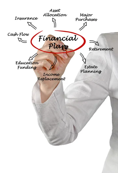 Een diagram van het actieplan voor financiële — Stockfoto