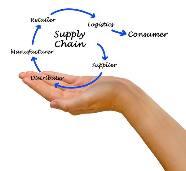 Un diagramme de la gestion de la chaîne d'approvisionnement — Photo