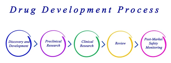 Diagrama do Processo de Desenvolvimento de Medicamentos — Fotografia de Stock