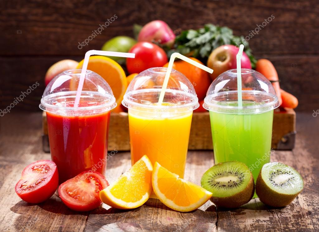 Fresh juices with fruits and vegetables — Stock Photo © Nitrub 92322476