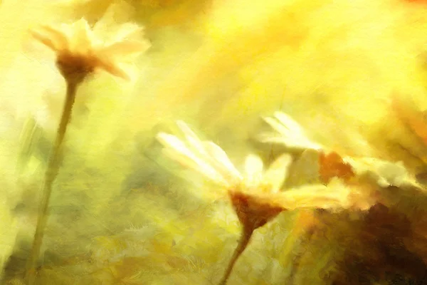 雏菊花朵水彩画 — 图库照片