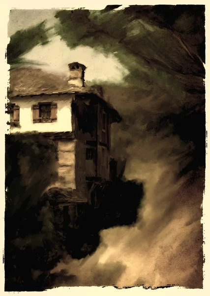 Old house painting — Stock Photo, Image