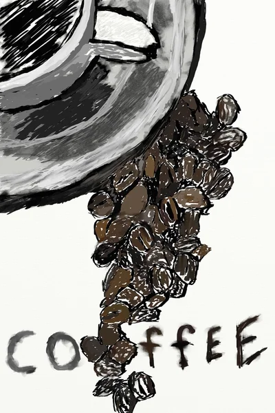Чашка Кофе Ручной Работы Бобами Белом Фоне — стоковое фото