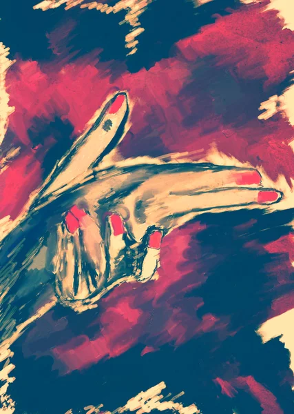 Pionowe streszczenie kobieta dłoń akwarela malarstwo — Zdjęcie stockowe
