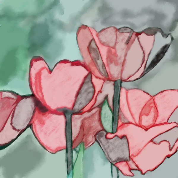 Aquarela tulipa flor ilustração — Fotografia de Stock