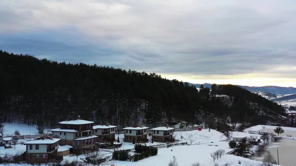 Gyönyörű Táj Kis Házakkal Hegyekben Jogdíjmentes Stock Fotók