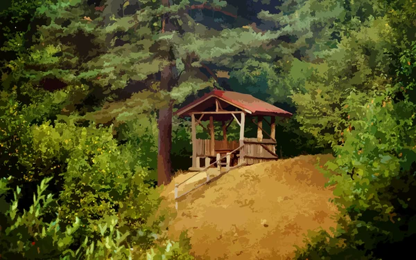 Digital created painting of wooden cabin — Stock Photo, Image