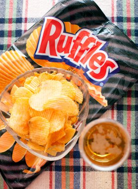 Ruffles and beer editorial clipart