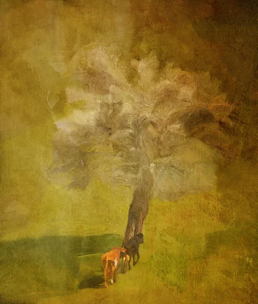 Cows oil paint — Stock Photo, Image