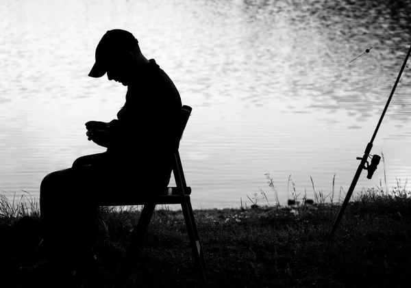 Bw fisherman background — Stock Photo, Image