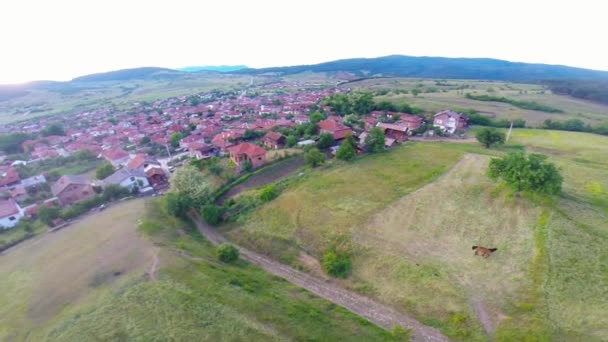 Antenne über kleinem Dorf — Stockvideo