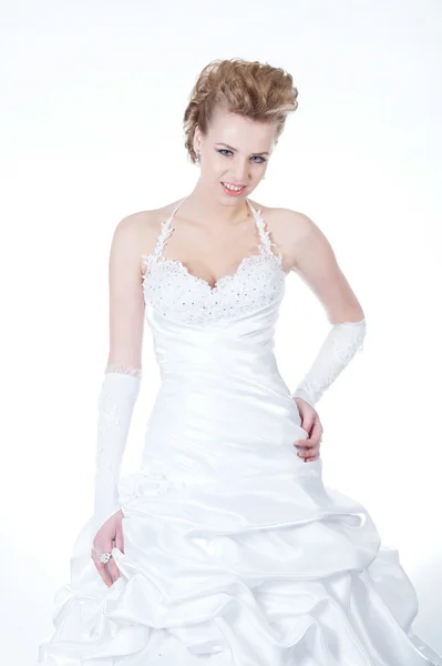 Young beautiful bride in wedding dress — Stock Photo, Image