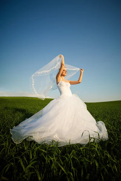 Bela jovem noiva loira — Fotografia de Stock