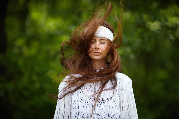 Boho Mode Stil Porträt — Stockfoto