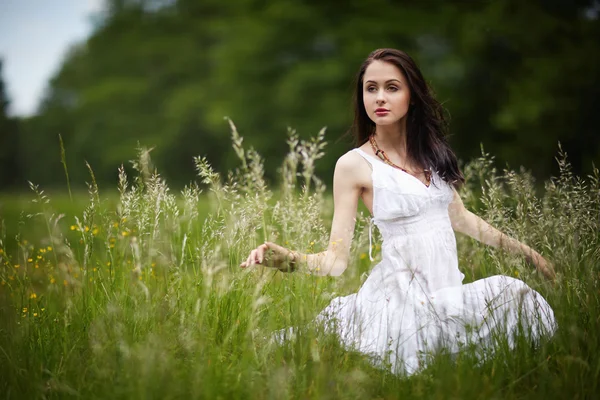 Beautiful girl with long hair — Stock Photo, Image