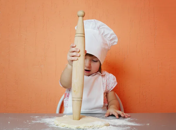 Little cute chef cooking biscuits — Stock Photo, Image